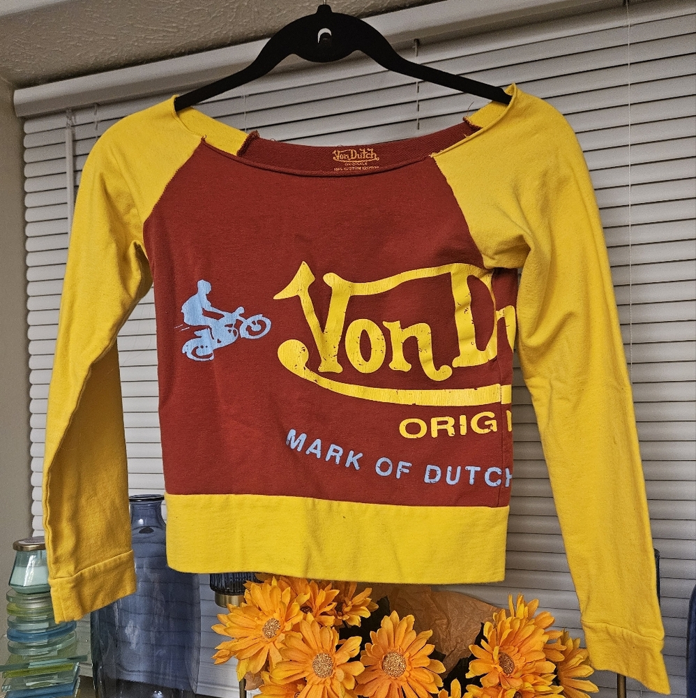 Von Dutch Red and Yellow Crop Top